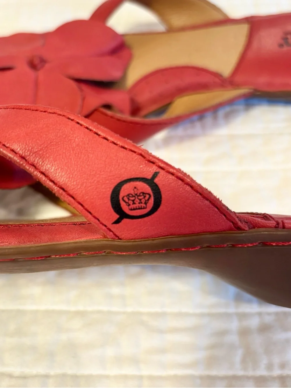 Born Red Leather Floral Slide Sandals